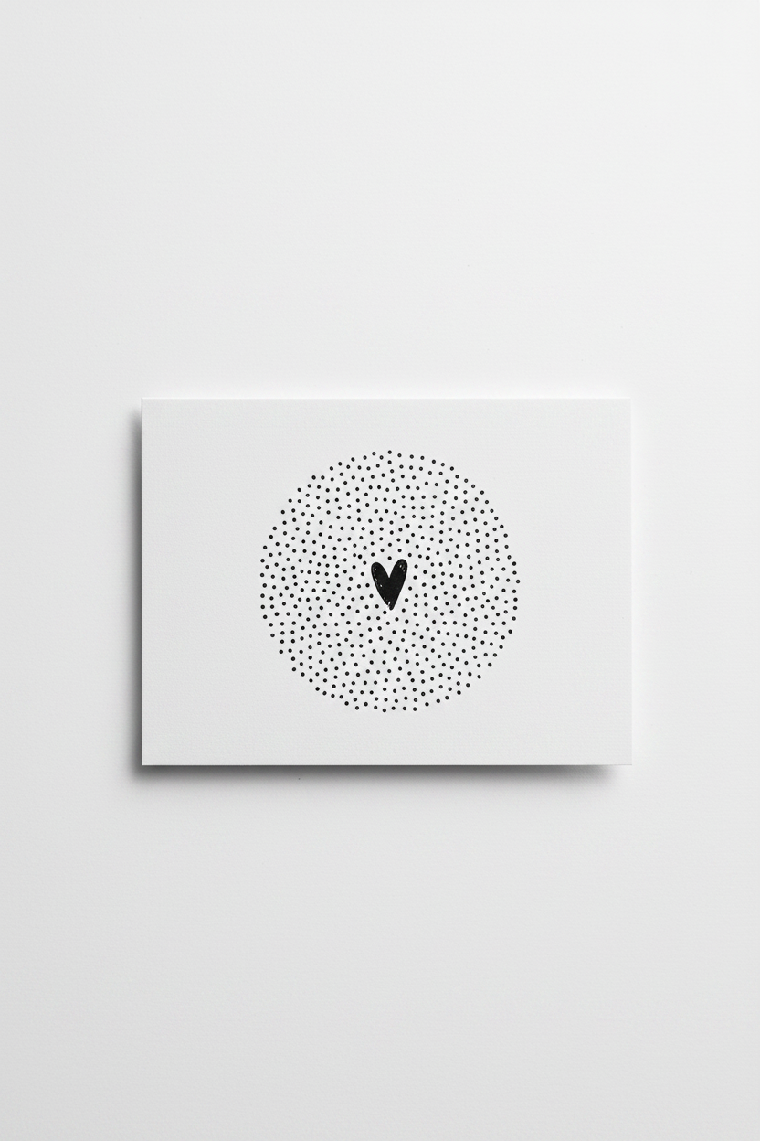 Dotted Circle Heart Postcard A6