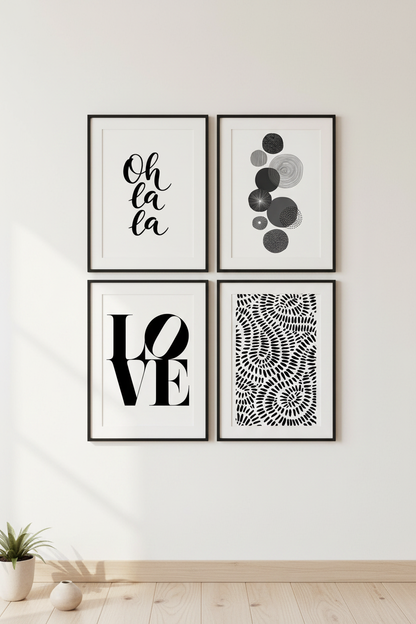 Black & White Art Prints Bundle — Set of 4